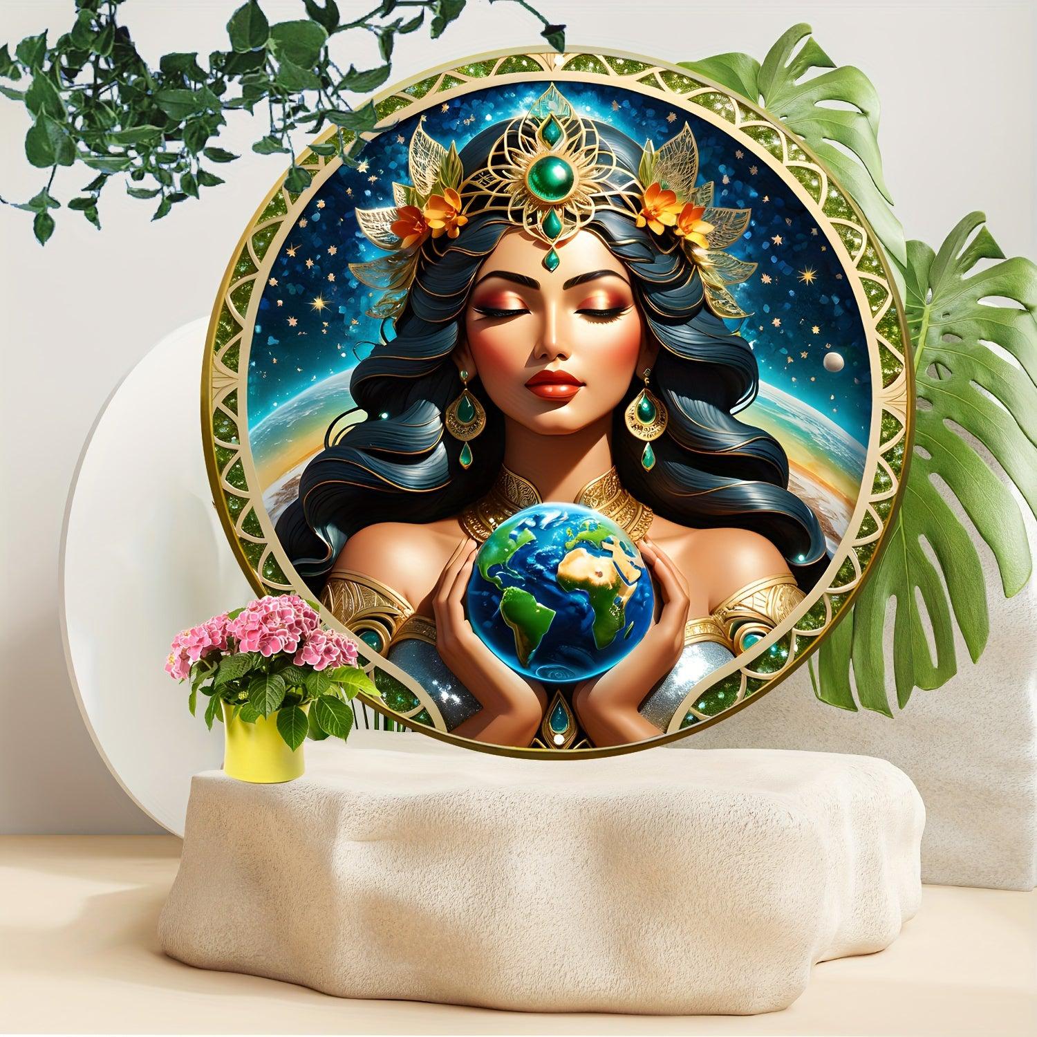 Gaia Goddess Earth Metal Sign Mother Earth Wall Art-MoonChildWorld