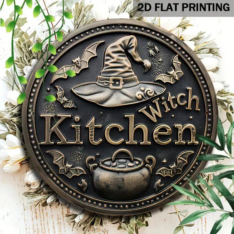 Witch Kitchen Metal Sign Witchy Wall Sign For Halloween-MoonChildWorld