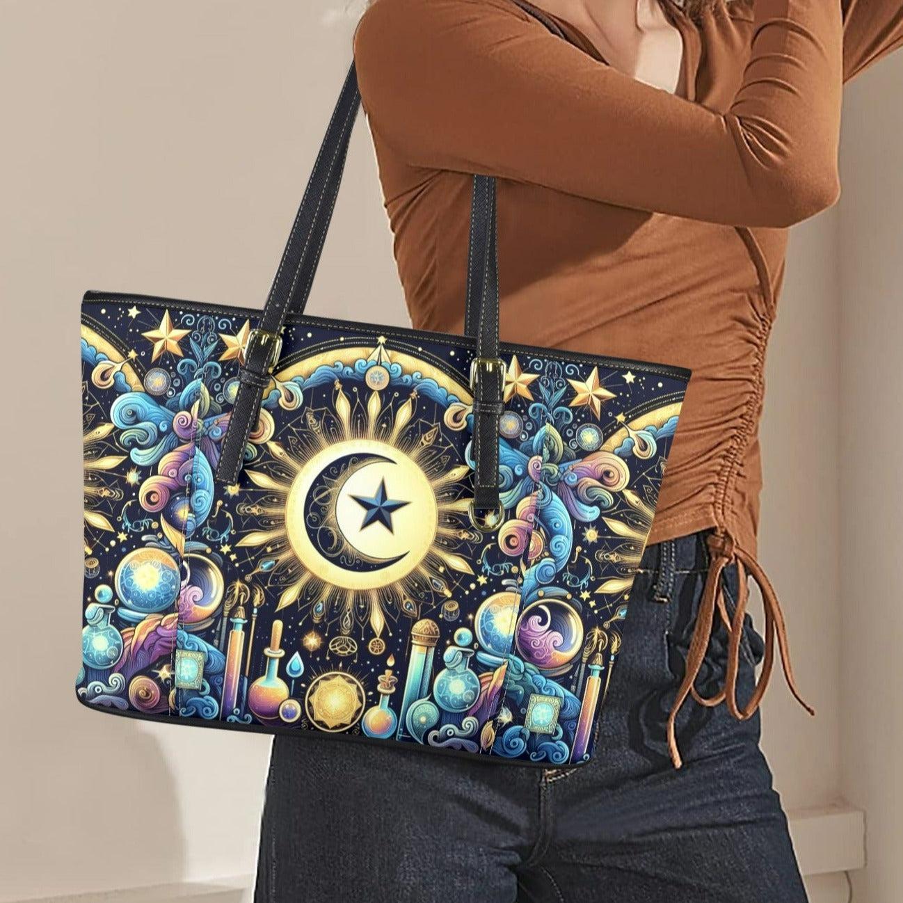 Celestial Crescent Moon Tote Bag-MoonChildWorld