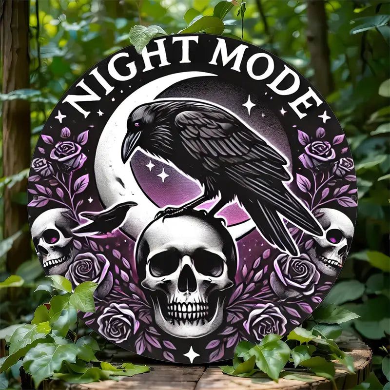 Gothic Raven Metal Sign Witchy Crow Metal Sign-MoonChildWorld