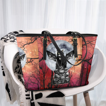 Gothic Skull Black Cat Tote Bag-MoonChildWorld