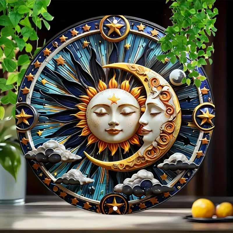 Sun Moon Metal Sign Celestial Goddess Home Decor-MoonChildWorld