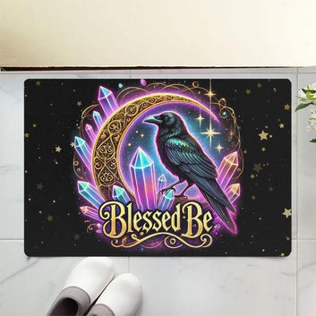 Wicca Black Raven Doormat Witchy Crow Doormat for Pagan Home Decor