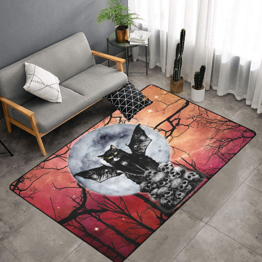 Witch black cat area rug Halloween rug