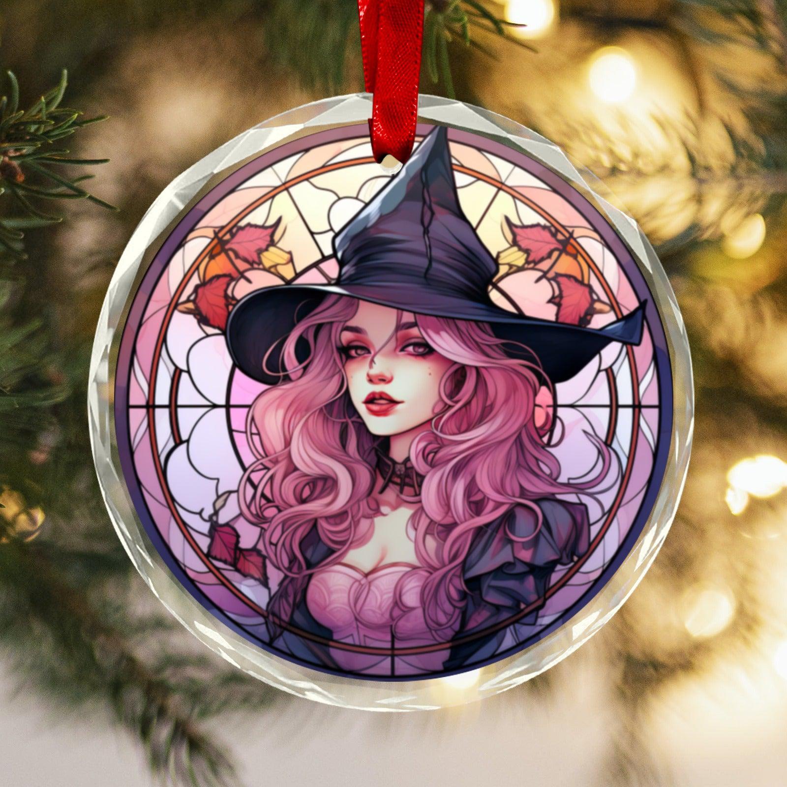 Beautiful Witch Glass Christmas Ornament-MoonChildWorld