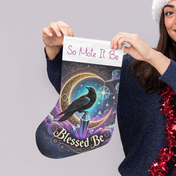 Witchy Raven Gothic Crow Christmas Stocking for Yule Decorations
