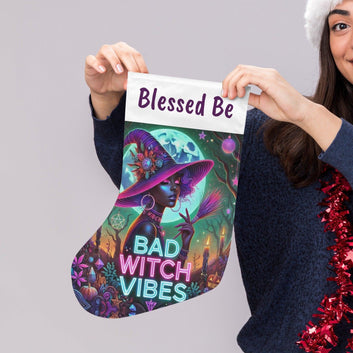 Blessed Be Gothic Witch Christmas Stocking for Yule Decorations