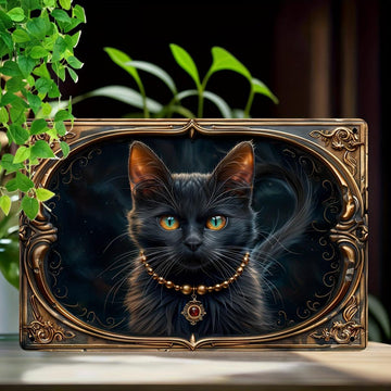 Black Cat Wall Art Occult Cat Metal Sign for Spirit Animal Home Decor-MoonChildWorld