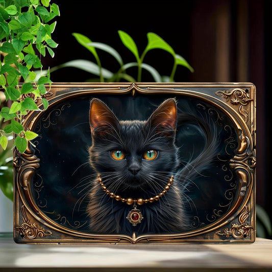 Black Cat Wall Art Occult Cat Metal Sign for Spirit Animal Home Decor