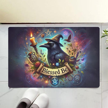 Witchy Raven Doormat Gothic Crow Doormat for Halloween