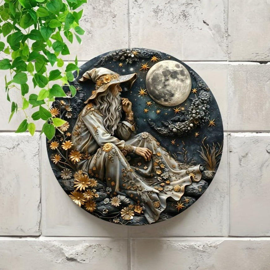 Moon Wizard Metal Sign Mystic Witch Home Decor-MoonChildWorld