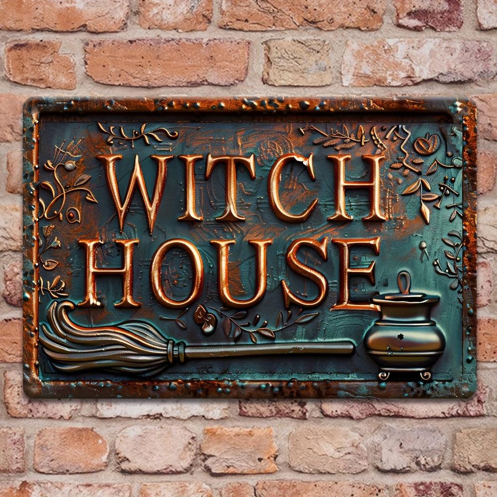 Witch House Metal Sign Witch Wall Decor Halloween Welcome Sign-MoonChildWorld