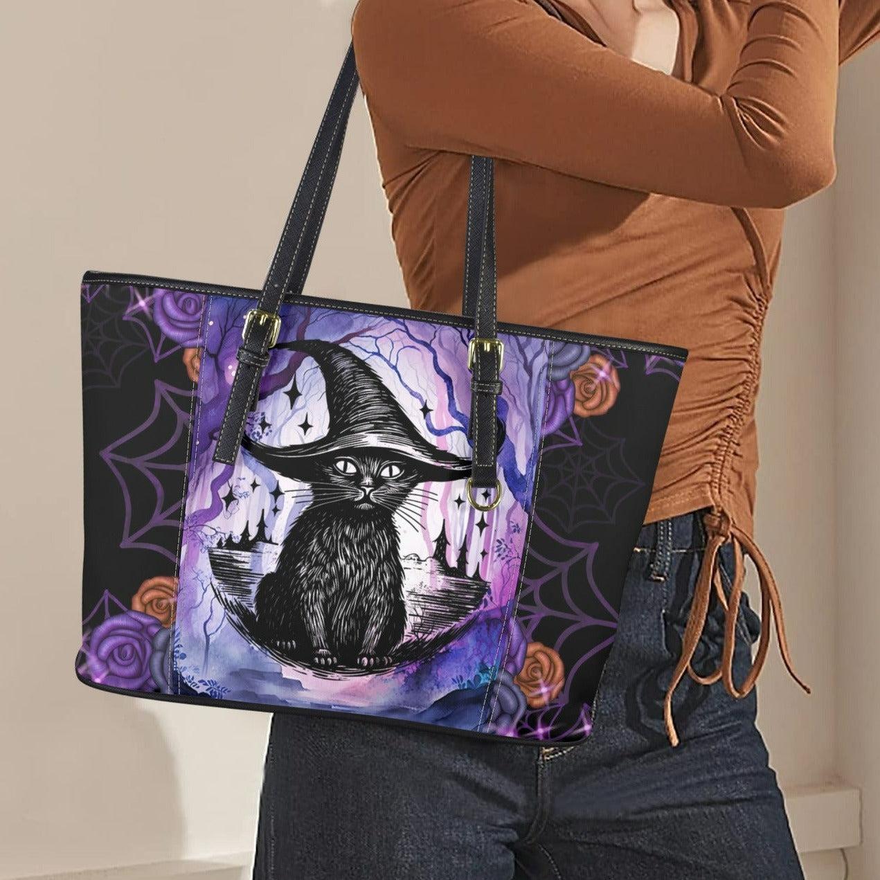 Gothic black cat Halloween Tote Bag-MoonChildWorld