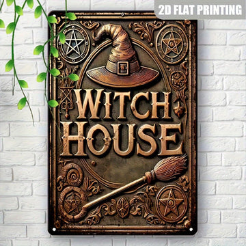 Witch House Metal Sign Witch Wall Decor Halloween Welcome Sign-MoonChildWorld