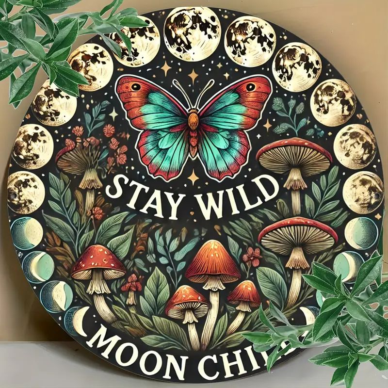 Stay Wild Moon Child Mystical Butterfly Moon Phase Metal Sign-MoonChildWorld