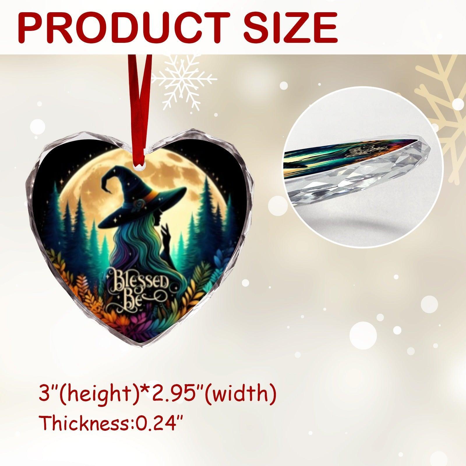 Forest Witch Gothic Christmas Heart-Shaped Crystal Glass Ornament-MoonChildWorld