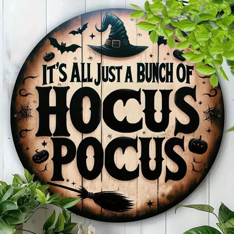 Hocus Pocus Witch Metal Sign Gothic Wall Sign For Halloween-MoonChildWorld