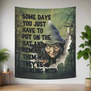 Halloween Green Witch Tapestry Gothic Wall Hanging-MoonChildWorld