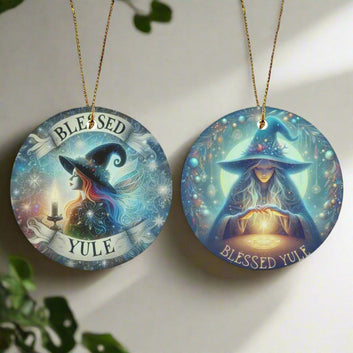 Mystic Witch Ceramic Christmas Ornament for Yule Tree Decorations