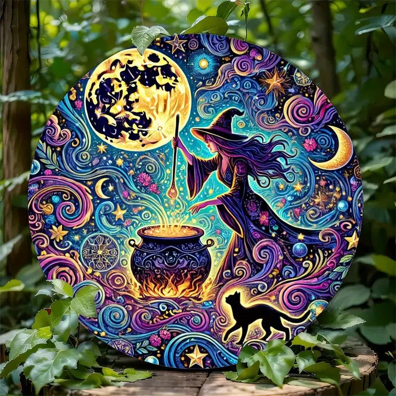 Moon Cosmic Witch Halloween Metal Sign Witchy Home Decor-MoonChildWorld