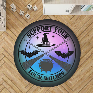 Support your local witches round rug