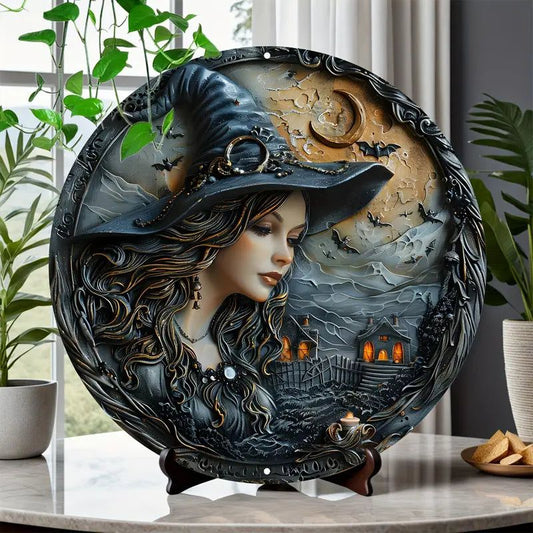 Gothic Witch Metal Sign Halloween Decor