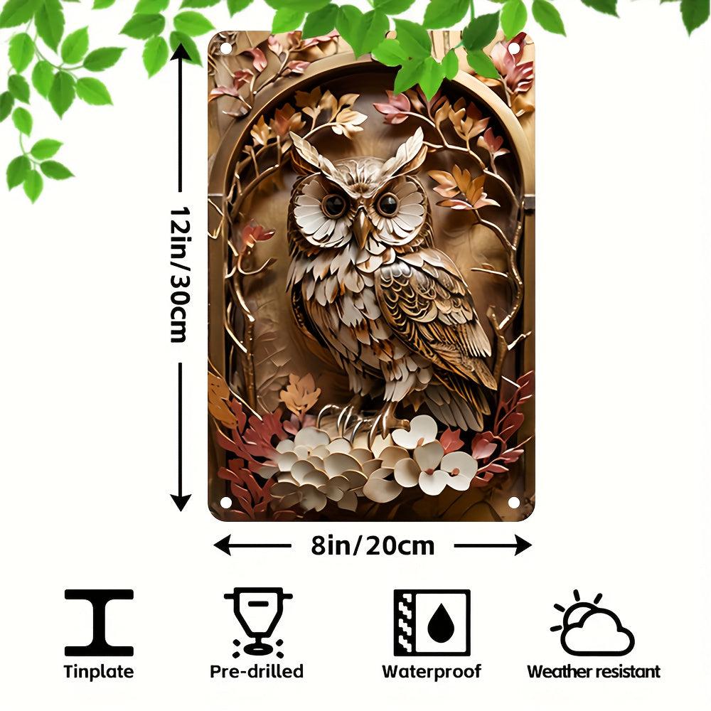 Owl Wall Sign Mystic Owl Metal Sign for Spirit Animal Home Decor-MoonChildWorld