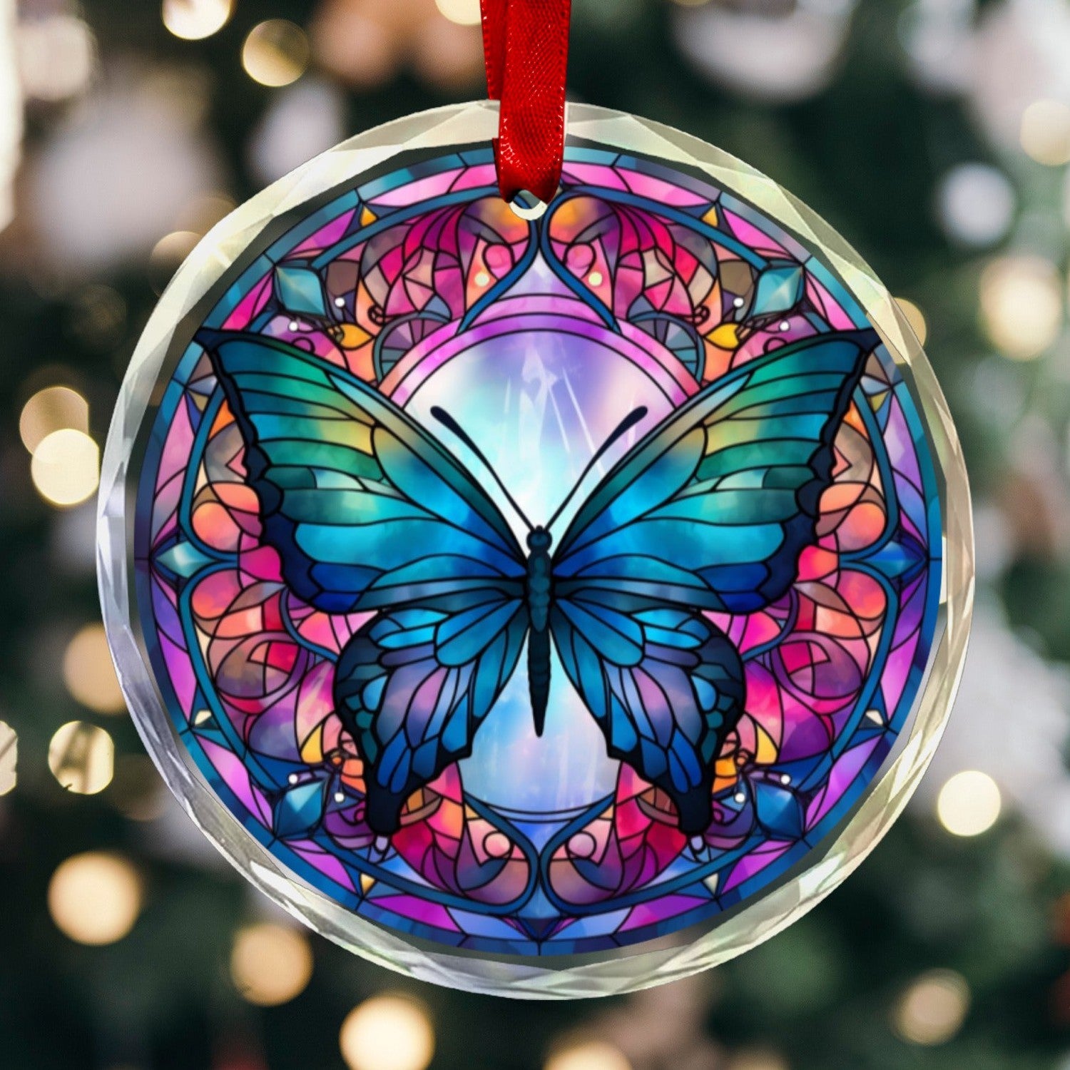 Spirit Butterfly Glass Christmas Ornament-MoonChildWorld