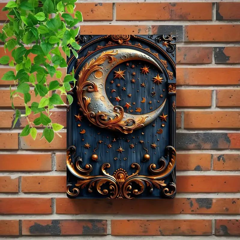 Crescent Moon Wall Art Mystic Metal Sign Celestial Home Decor-MoonChildWorld