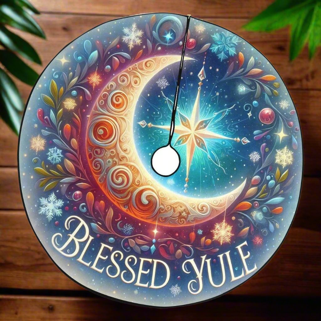 Celestial Moon Christmas Tree Skirt for Yule Decor-MoonChildWorld