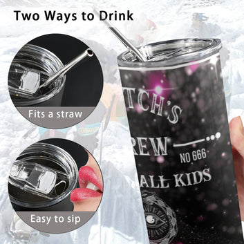 Witches Brew Skinny Tumbler with Lid and Straw