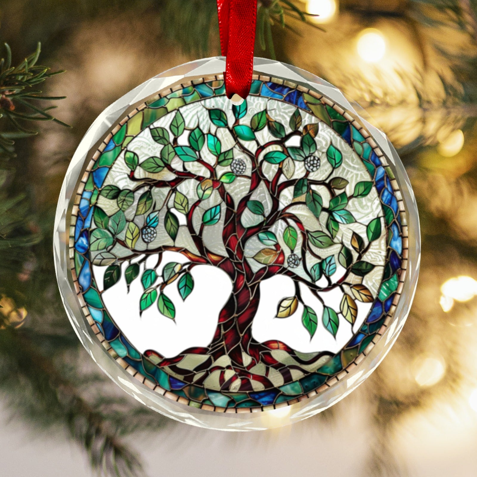 Tree of life Glass Christmas Ornament-MoonChildWorld