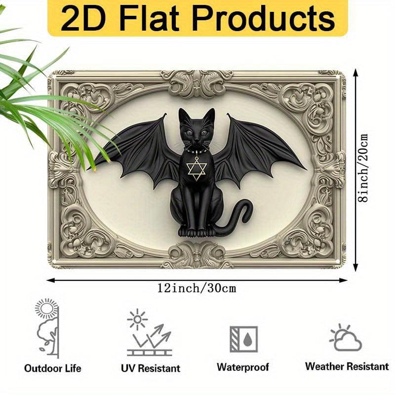 Gothic Demon Cat Wall Art Wicca Black Cat Metal Sign Witchcraft Wall Decor-MoonChildWorld