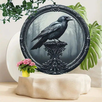 Witchy Black Crow Metal Sign Raven Gothic Home Decor