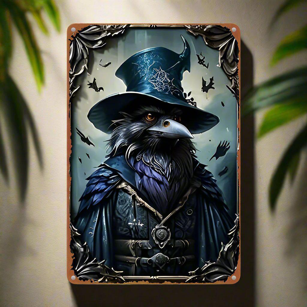 Mystical Raven Wizard Decorative Sign Black Raven Wall Hanging Art Plaque-MoonChildWorld