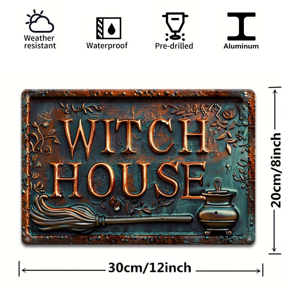 Witch House Metal Sign Witch Wall Decor Halloween Welcome Sign-MoonChildWorld