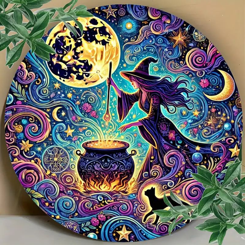 Moon Cosmic Witch Halloween Metal Sign Witchy Home Decor-MoonChildWorld