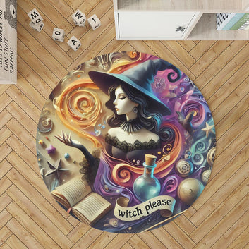 Spell Witch Round Rug Witchy Carpet for Halloween Home Decor