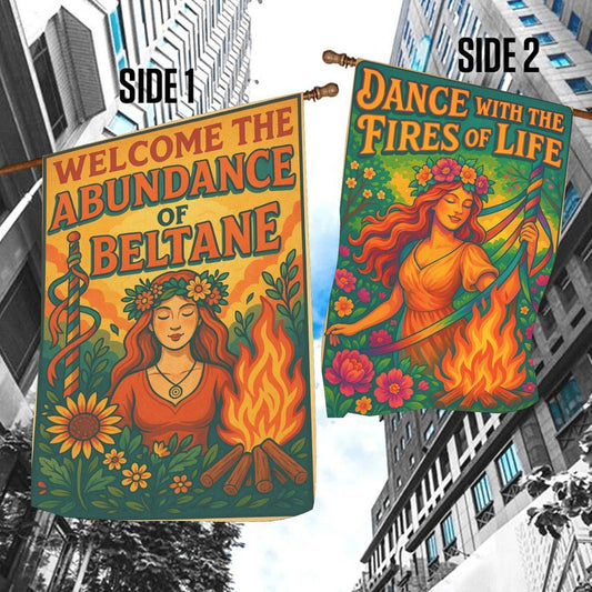Wiccan Beltane Sabbat Garden Flag and House Flag for Pagan Home Decor