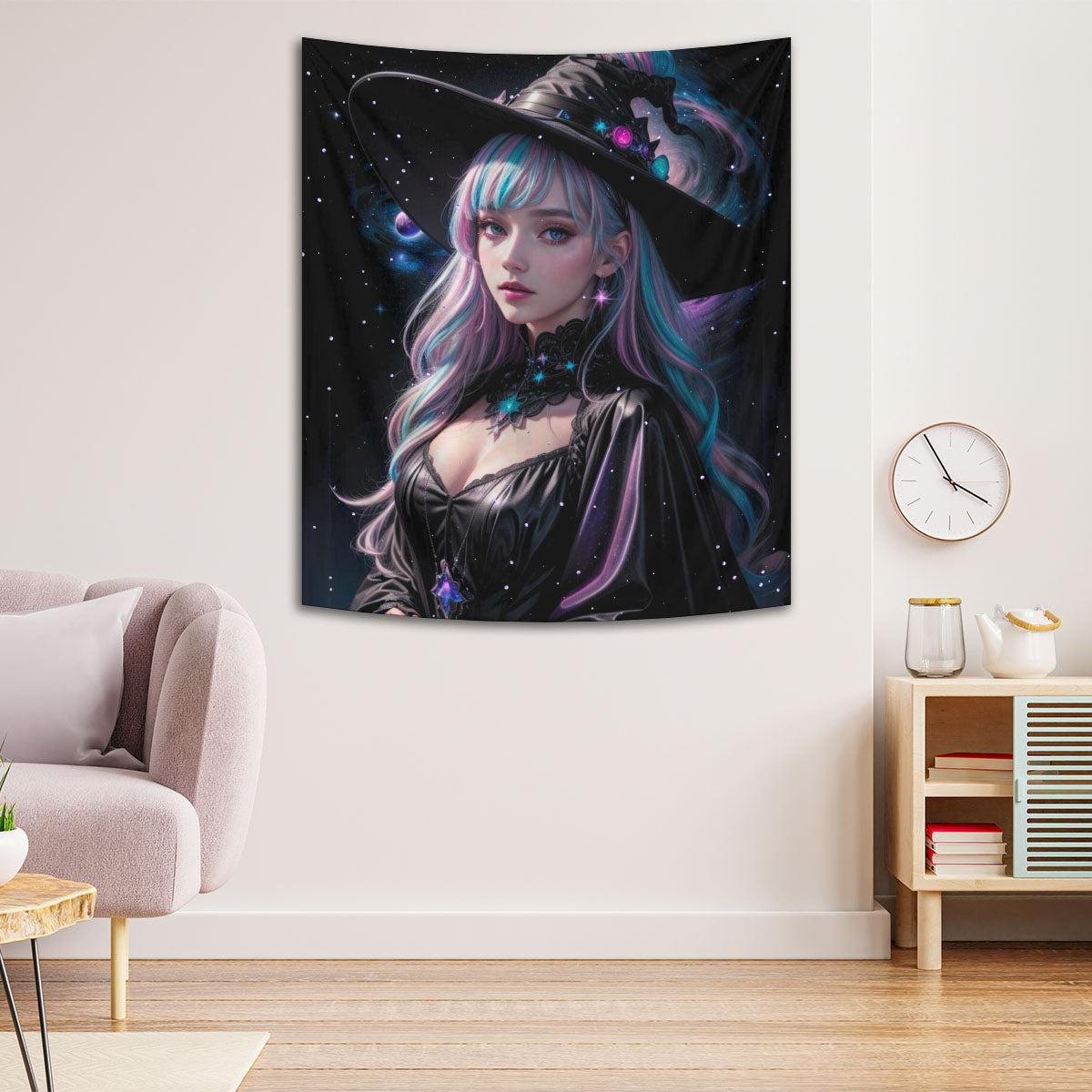 Cosmic Witch Tapestry Witchy Wall Hanging-MoonChildWorld