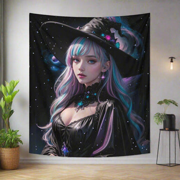 Cosmic Witch Tapestry Witchy Wall Hanging-MoonChildWorld