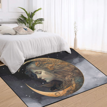 Moon goddess area rug Wicca pagan rug