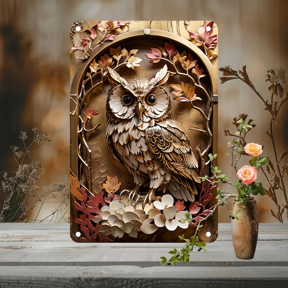 Owl Wall Sign Mystic Owl Metal Sign for Spirit Animal Home Decor-MoonChildWorld