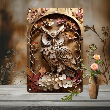 Owl Wall Sign Mystic Owl Metal Sign for Spirit Animal Home Decor