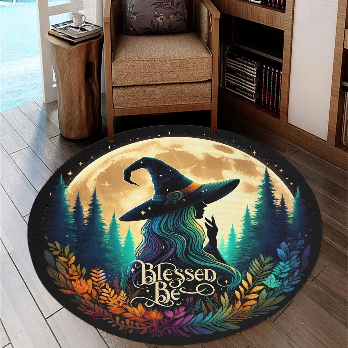 Forest Witch Round Rug Witchy Carpet for Halloween Decor-MoonChildWorld