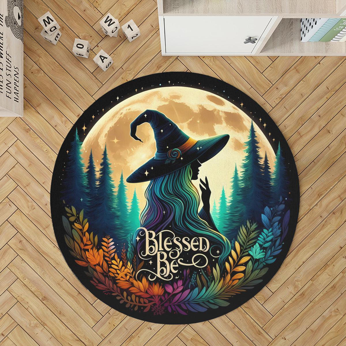 Forest Witch Round Rug Witchy Carpet for Halloween Decor-MoonChildWorld