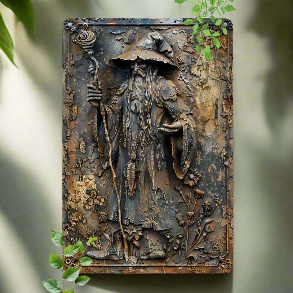 Wizard Wall Art Male Witch Metal Sign Witchcraft Wall Decor-MoonChildWorld