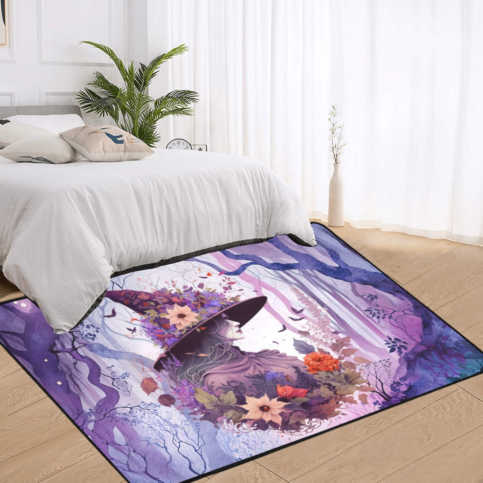 Floral witch area rug Witchy rug-MoonChildWorld