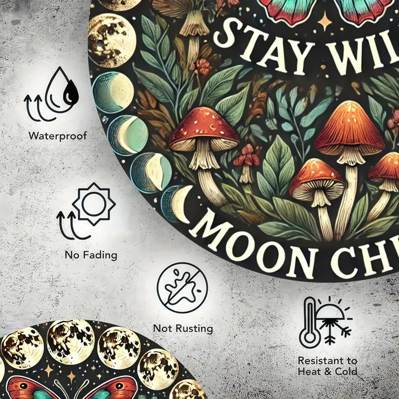 Stay Wild Moon Child Mystical Butterfly Moon Phase Metal Sign-MoonChildWorld