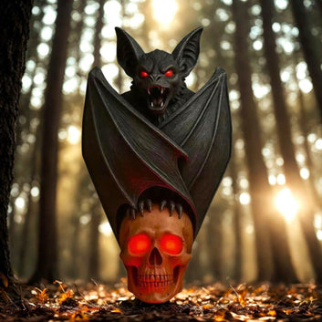 Spooky Halloween Night Light Gothic Bat Skull Lamp for Witchy Halloween Party